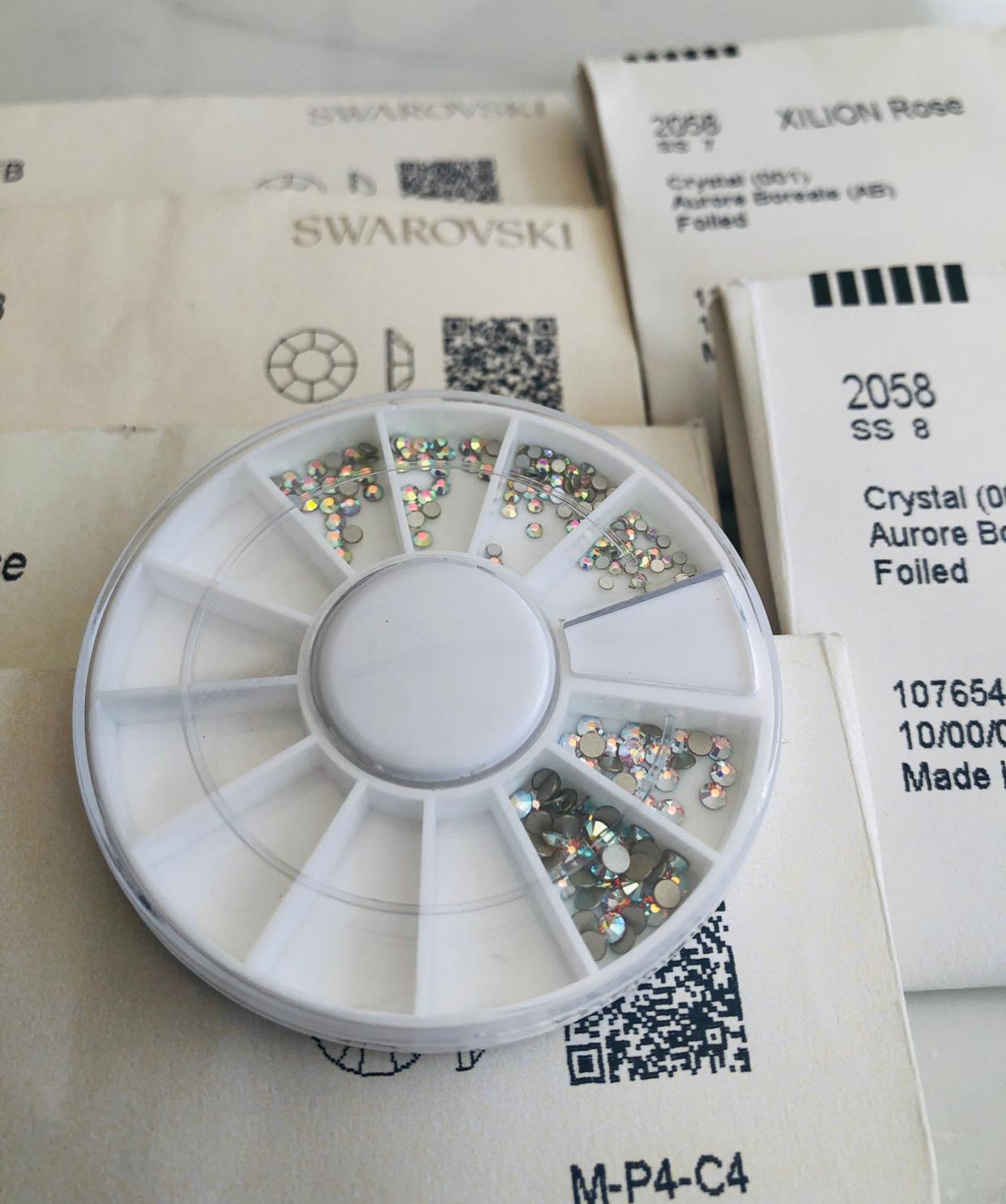 100pcs Mix Tooth Gem Swarovski® Wheel Mix AB Crystal ss3, ss4, ss6, ss8 Lead free Non hotfix foiled Rhinestone Flatback ref: 2058