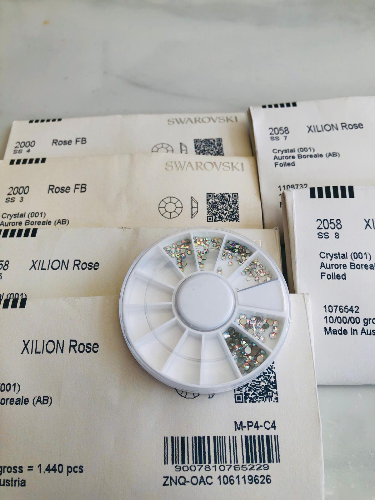 120pcs Mix Tooth Gem Swarovski® Wheel Mix AB Crystal ss3, ss4, ss5, ss6, ss7,ss8 Lead free Non hotfix foiled Rhinestone Flatback ref: 2058