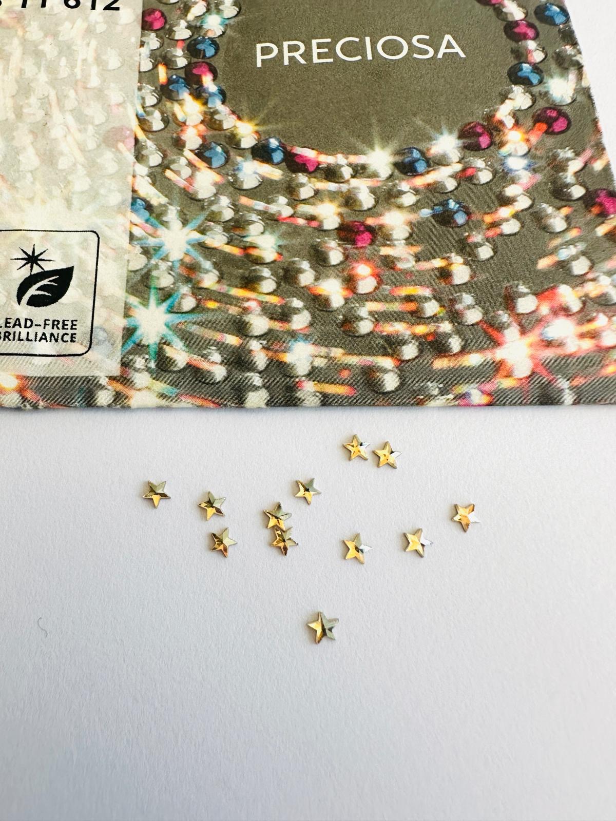 10pcs Tooth Gems Preciosa® Crystal Golden shadow Star 3mm Lead-Free Gems Non hotfix foiled 3mm Rhinestones Flatbacks