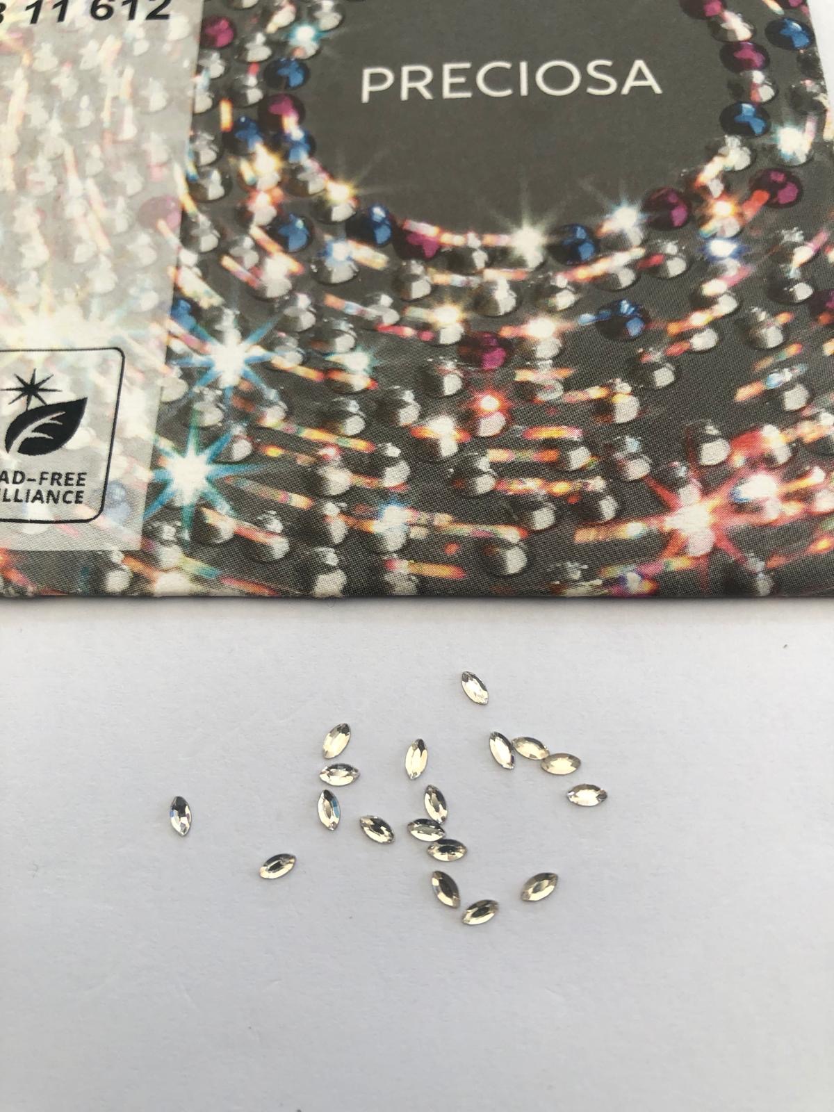 Alternative view of 10pcs Tooth Gems Preciosa® Crystal Navette 3mm Lead-Free Gems Non hotfix foiled Rhinestones Flatbacks