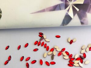 10pcs Tooth Gems Preciosa® Horse Eye Light Siam Lead-Free Gems Non hotfix foiled 2x4mm Rhinestones Flatbacks Make your Tooth Butterfly