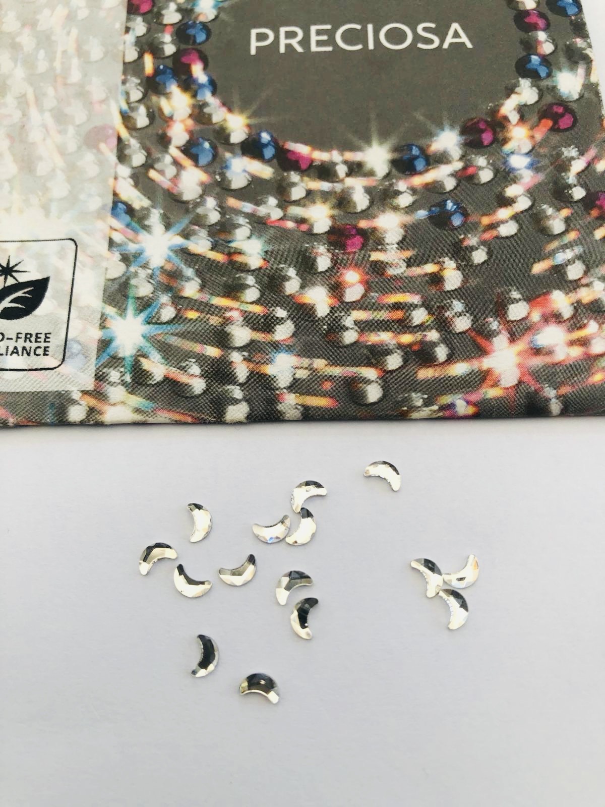 Alternative view of 10pcs Tooth Gems Preciosa® Crystal Moon 2x4mm Lead-Free Gems Non hotfix foiled Rhinestones Flatbacks