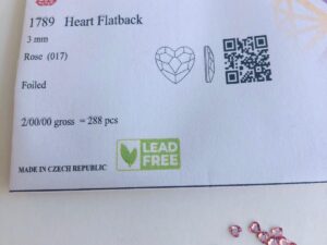 Alternative view of 10pcs Tooth Gems Rubyscraft® 3mm Rose Czech Heart Lead-Free Crystal Gems Non hotfix foiled Rhinestones Flatbacks