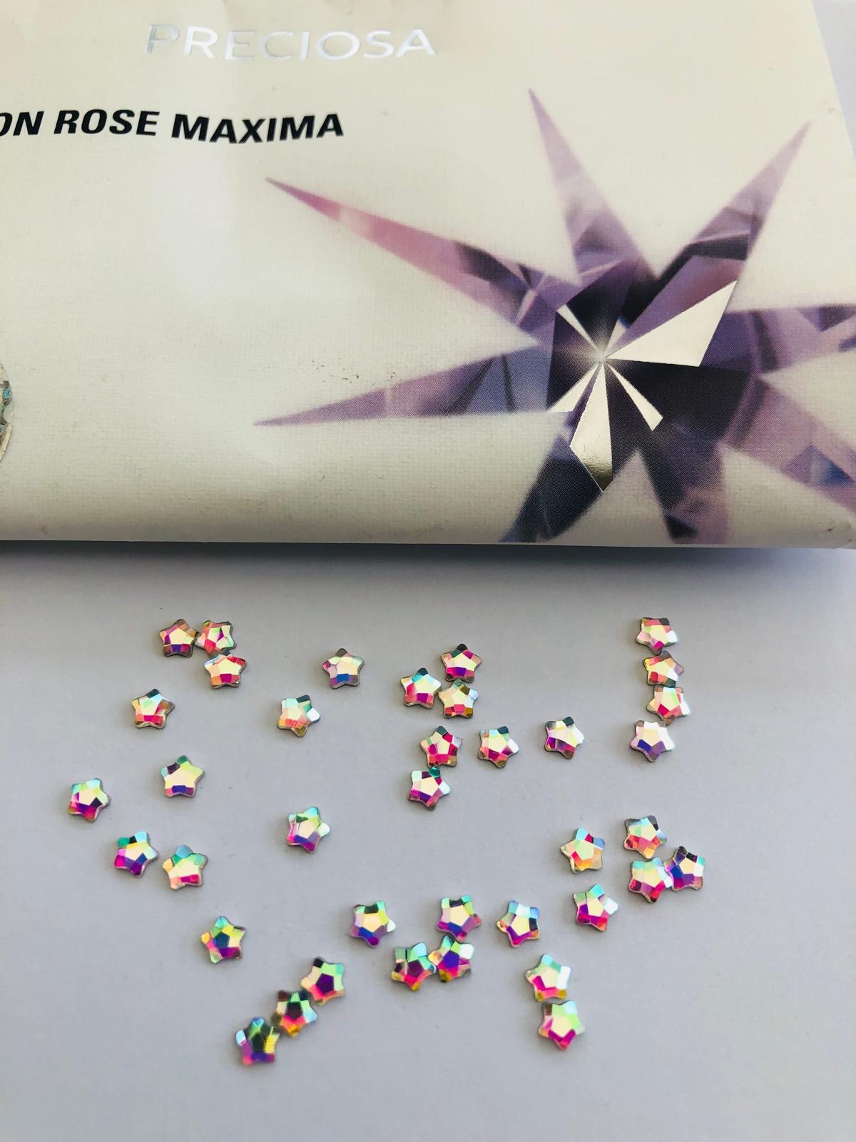 10pcs Tooth Gems Preciosa® AB Crystal MINI STAR Star 4mm Lead-Free Gems Non hotfix foiled Austrian Rhinestones Flatbacks