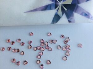 Alternative view of 10pcs Tooth Gems Preciosa® Light Rose Heart  3mm Lead-Free Crystal Gems Non hotfix foiled Austrian Rhinestones Flatbacks