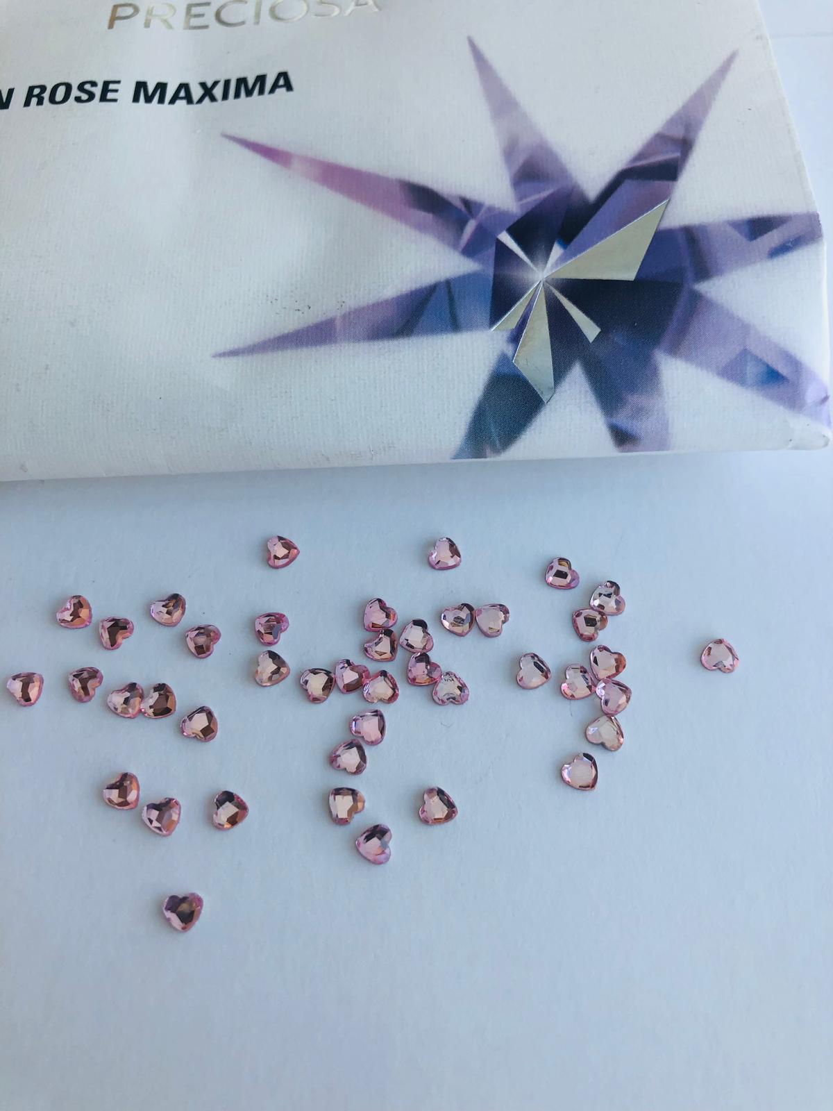 10pcs Tooth Gems Preciosa® Light Rose Heart  3mm Lead-Free Crystal Gems Non hotfix foiled Austrian Rhinestones Flatbacks
