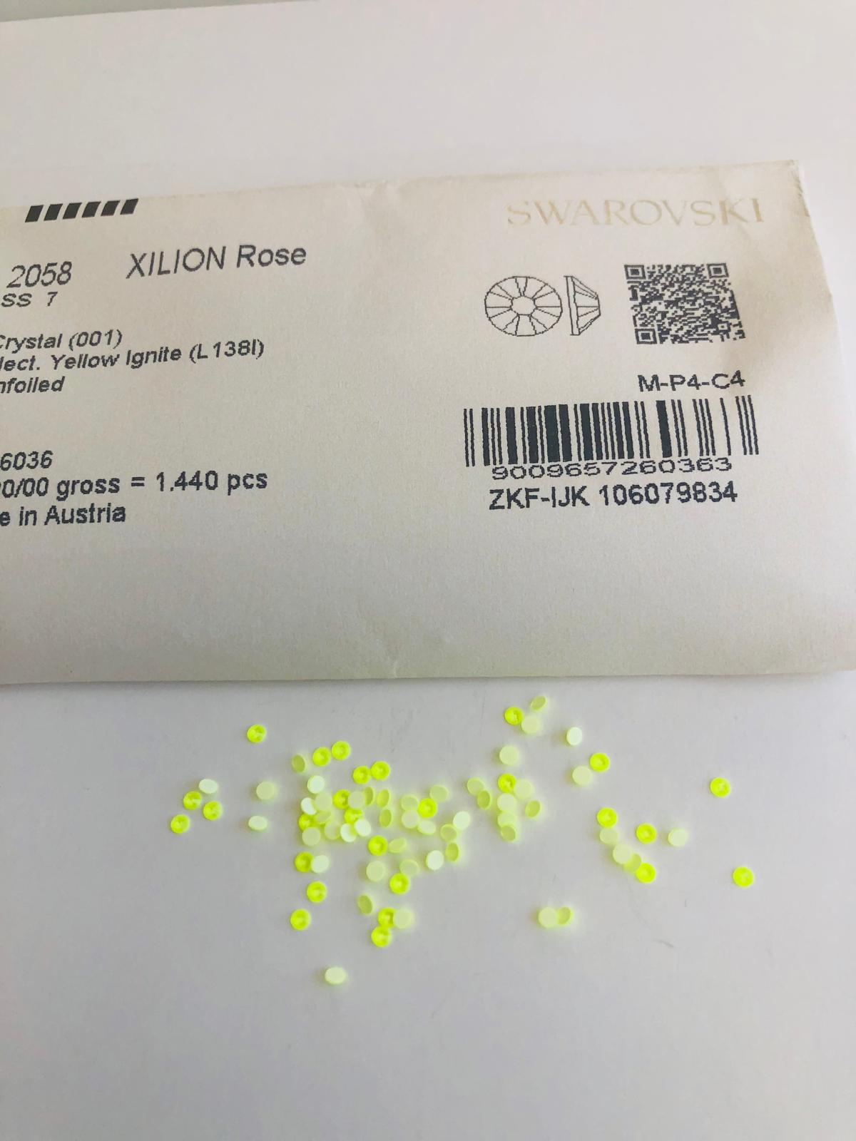 30pcs  Swarovski® Electric Yellow Ignite Neon non hotfix  ss7 Rhinestones Flatbacks 2058
