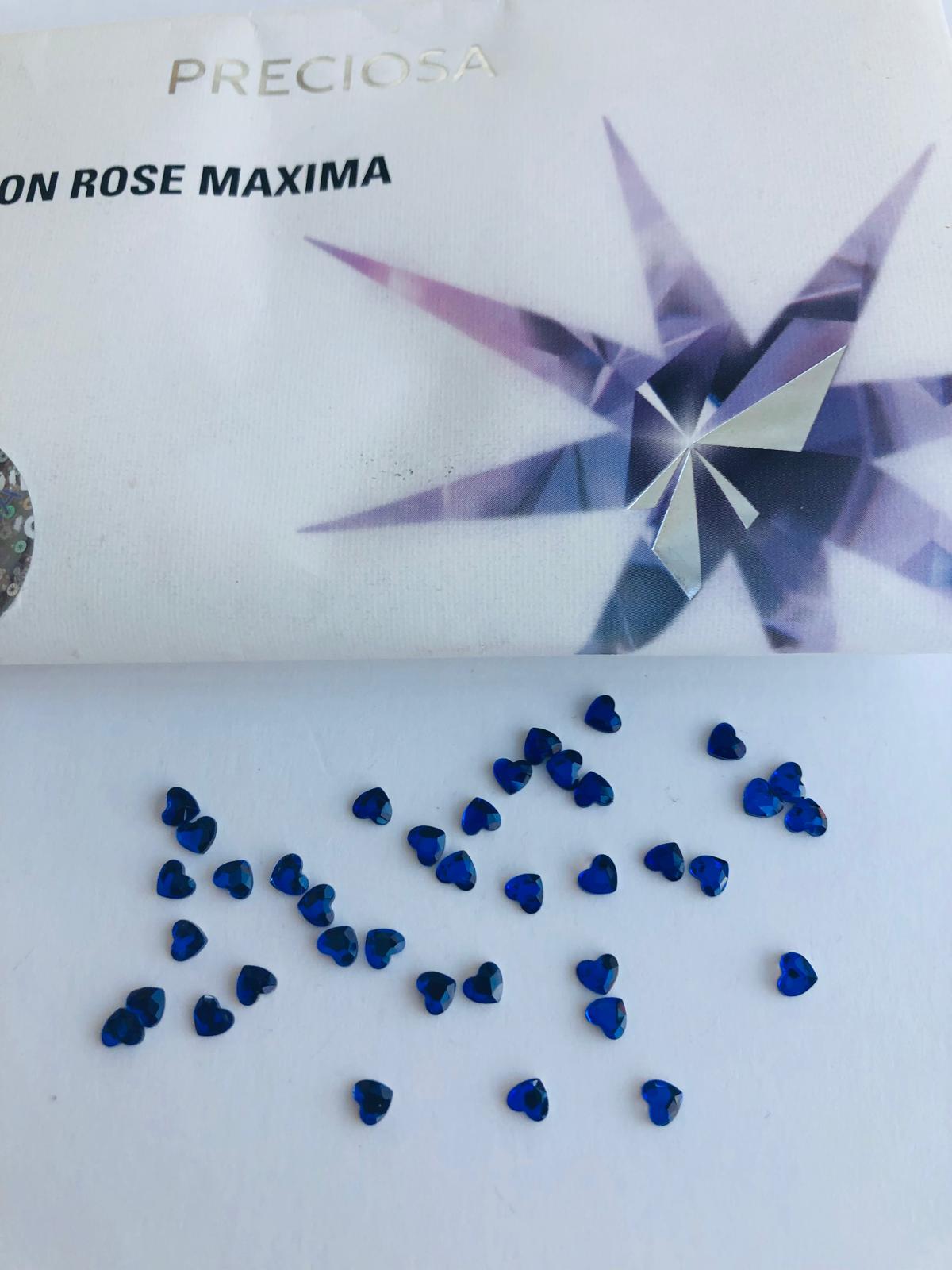 10pcs Tooth Gems Preciosa® Dark sapphire Heart  3mm Lead-Free Crystal Gems Non hotfix foiled Austrian Rhinestones Flatbacks