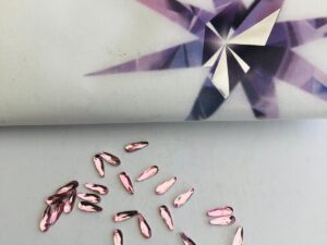 10pcs Tooth Gems Preciosa® Light Rose Drops 2x6mm Lead-Free Crystal Gems Non hotfix foiled Austrian Rhinestones Flatbacks