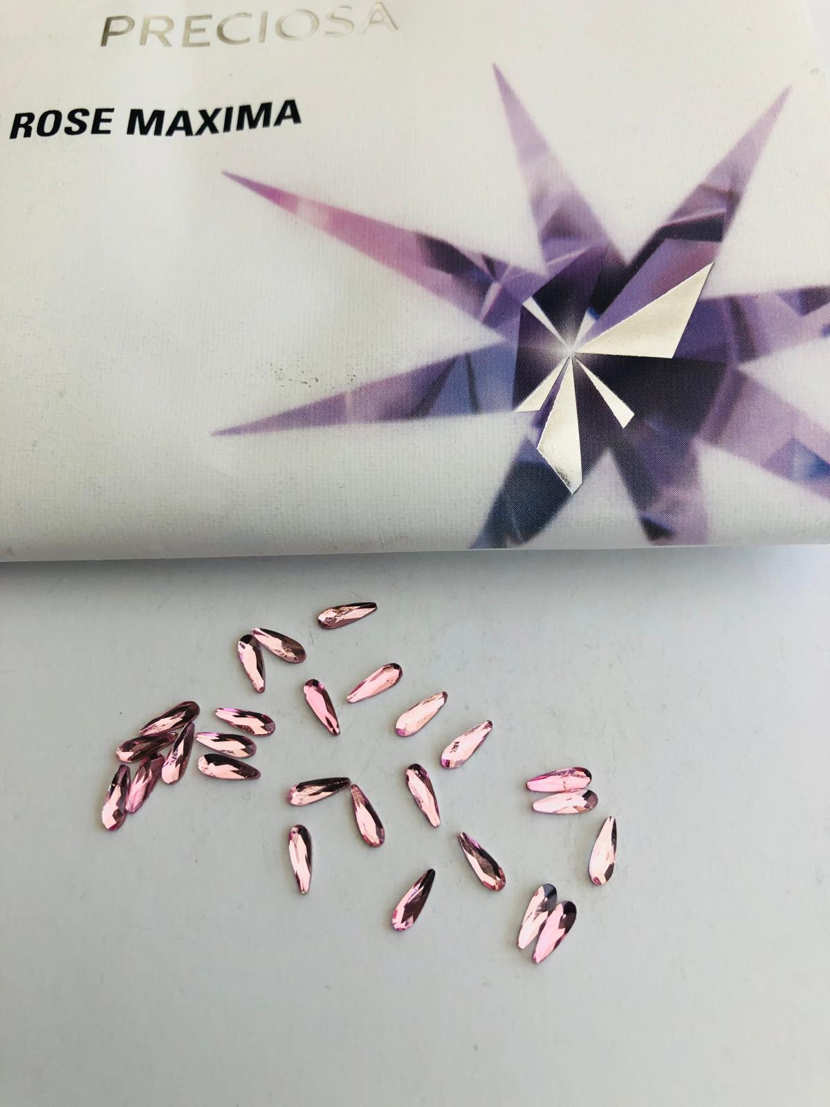 10pcs Tooth Gems Preciosa® Light Rose Drops 2x6mm Lead-Free Crystal Gems Non hotfix foiled Austrian Rhinestones Flatbacks