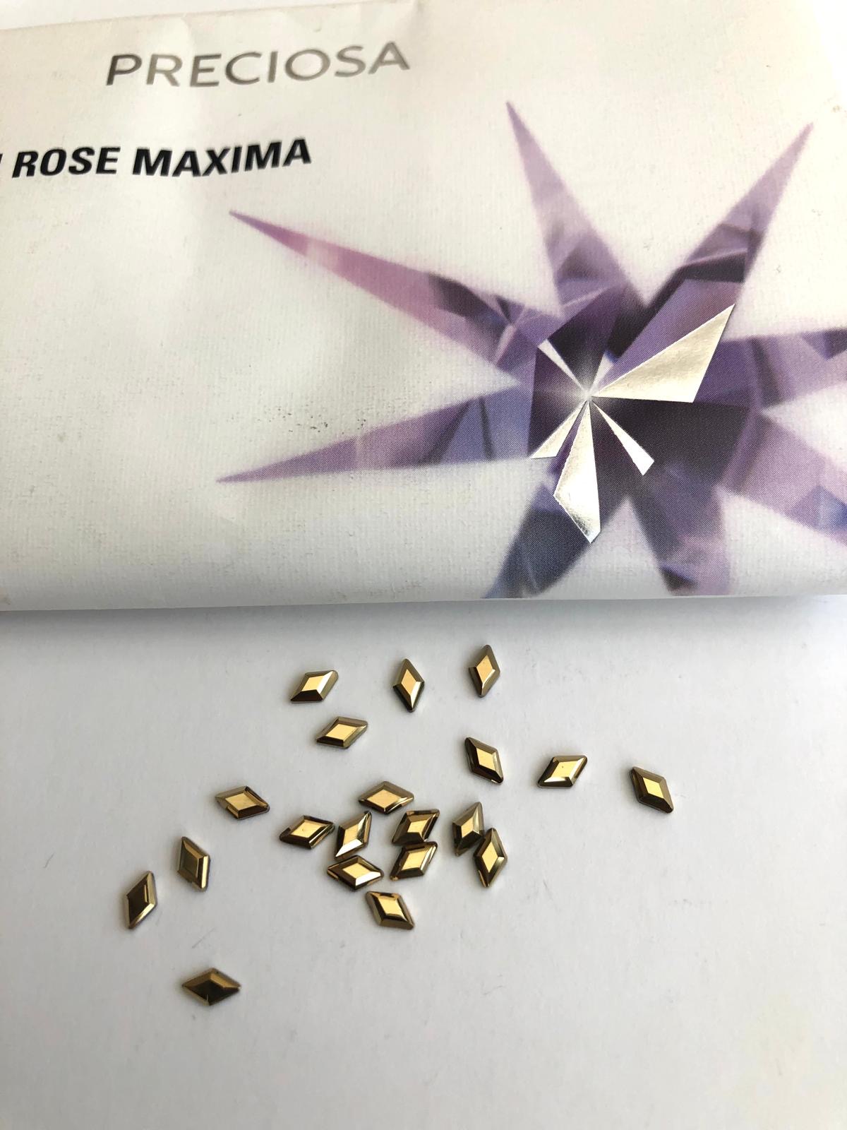 10pcs Tooth Gems Preciosa® Aurum Gold Diamond 5x3mm Lead-Free Crystal Gems Non hotfix foiled Austrian Rhinestones Flatbacks