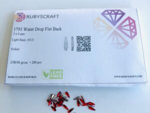 10pcs Rubyscraft® Tooth Gem Czech® Light Siam 2x6mm Water Drop Non Hotfix Lead free Design foiled rhinestone flatback ref: 1793