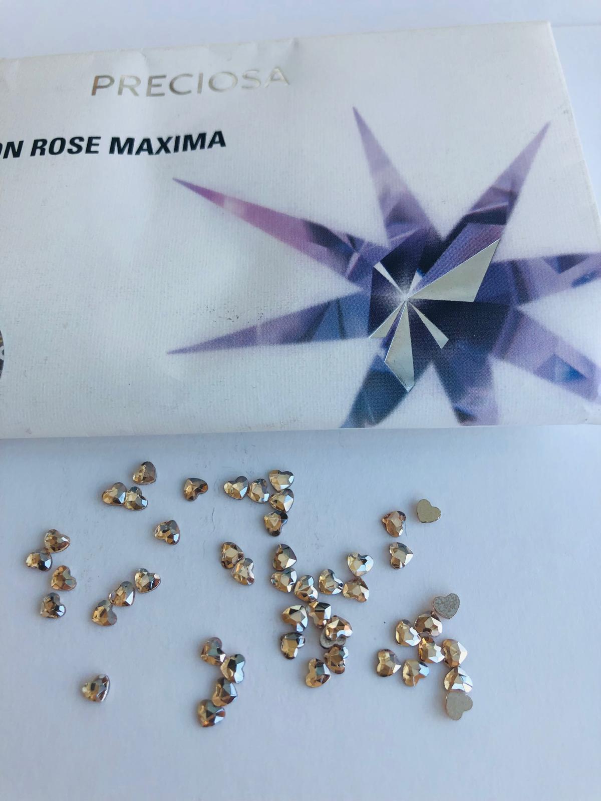 10pcs Tooth Gems Preciosa® Golden shadow Heart  3mm Lead-Free Crystal Gems Non hotfix foiled Austrian Rhinestones Flatbacks