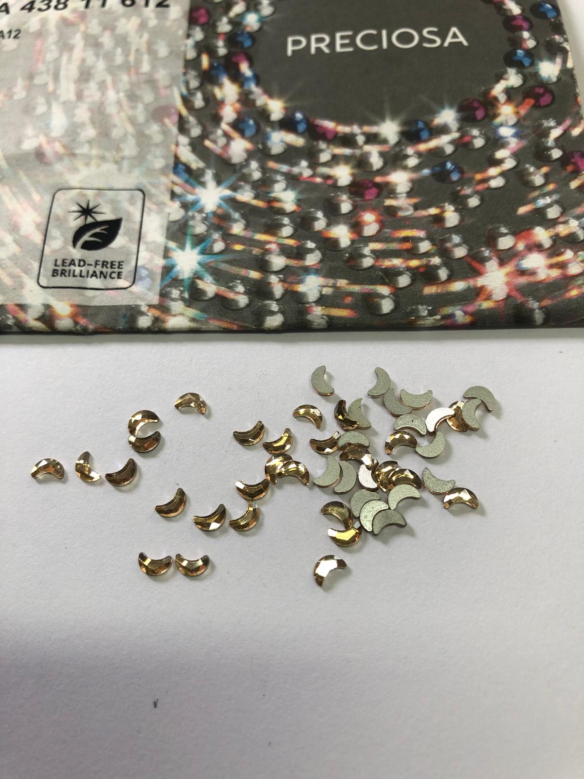 10pcs Tooth Gems Preciosa® Golden shadow Moon 2x4mm Lead-Free  Gems Non hotfix foiled Austrian Rhinestones Flatbacks