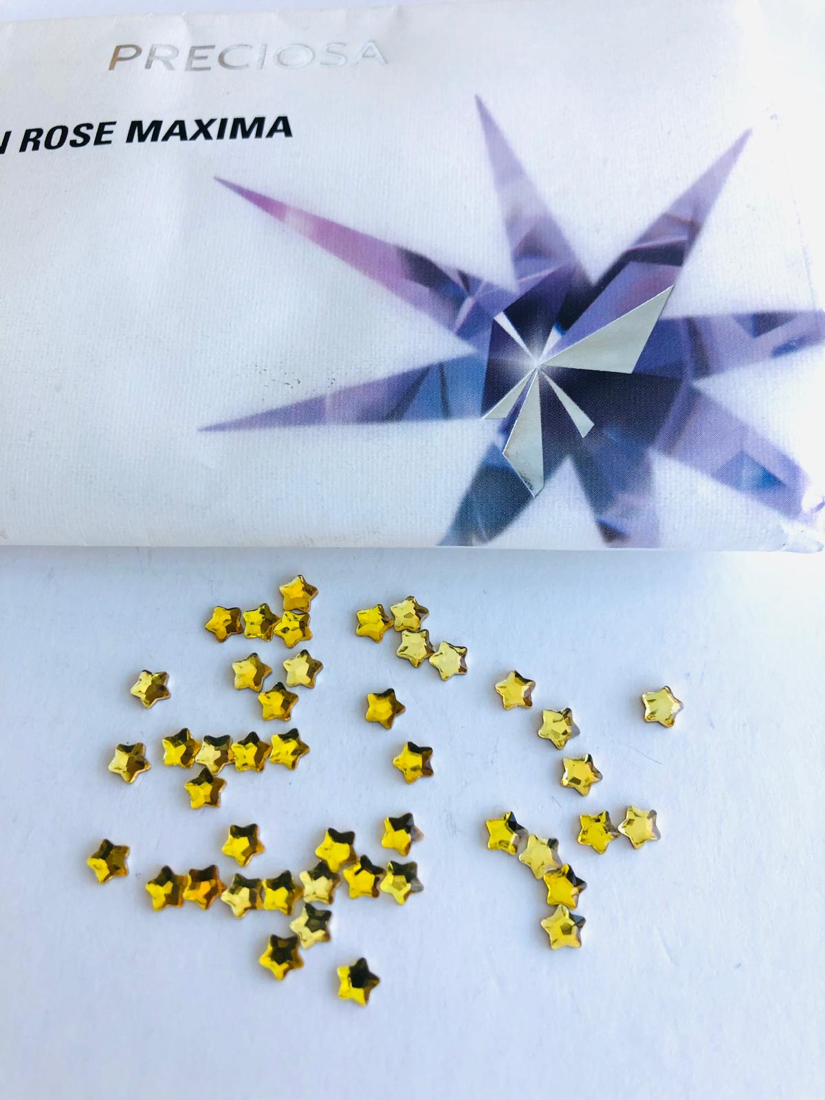 10pcs Tooth Gems Preciosa® Light Topaz MINI STAR Star 4mm Lead-Free Gems Non hotfix foiled Austrian Rhinestones Flatbacks