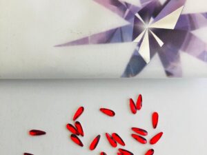 10pcs Tooth Gems Preciosa® Light Siam Drops 2x6mm Lead-Free Crystal Gems Non hotfix foiled Austrian Rhinestones Flatbacks