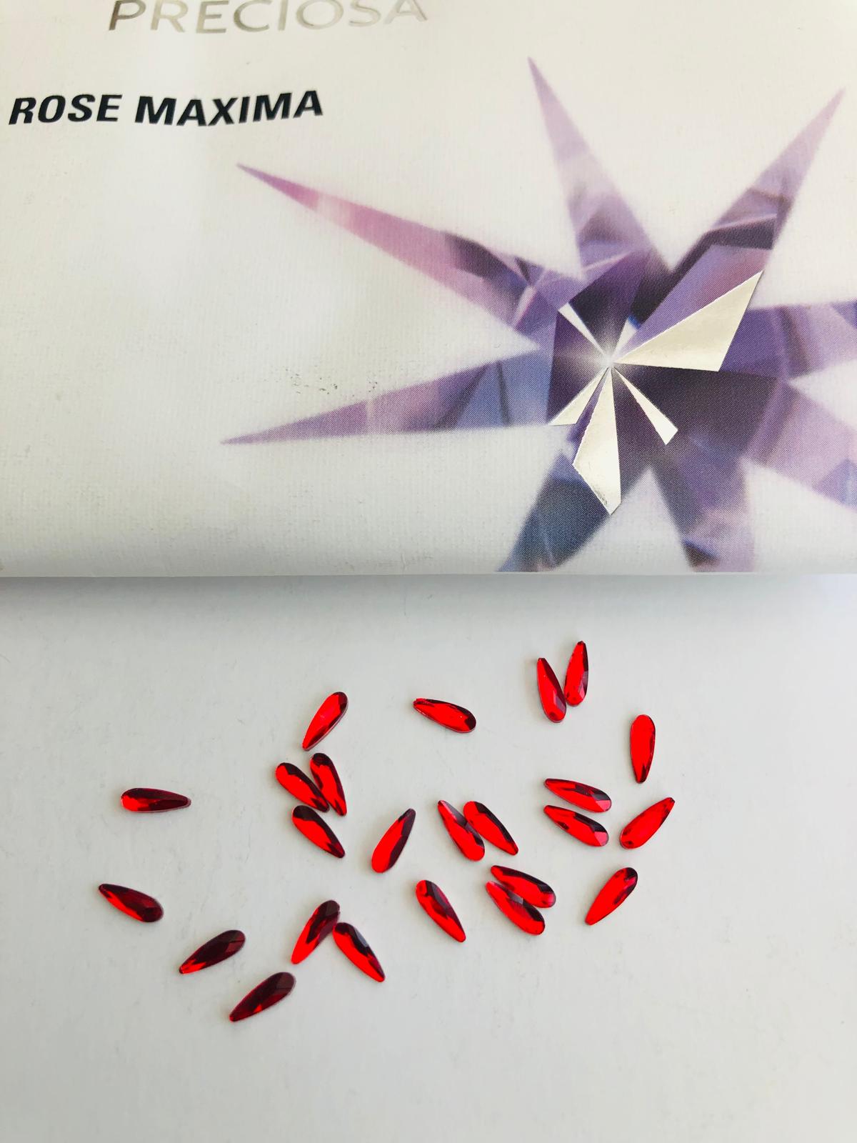 10pcs Tooth Gems Preciosa® Light Siam Drops 2x6mm Lead-Free Crystal Gems Non hotfix foiled Austrian Rhinestones Flatbacks