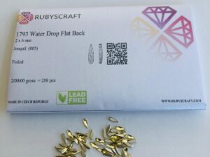 10pcs Rubyscraft® Tooth Gem Czech® Jonquil 2x6mm Water Drop Non Hotfix Lead free Design foiled rhinestone flatback ref: 1793