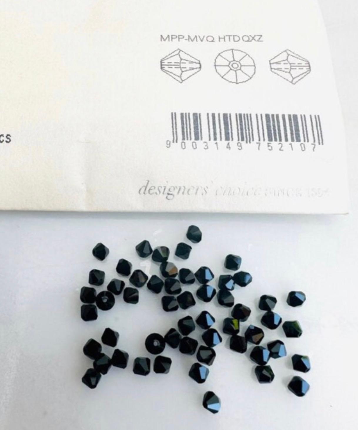 50pcs Swarovski® 4mm Jet Black Bicone Beads 5328