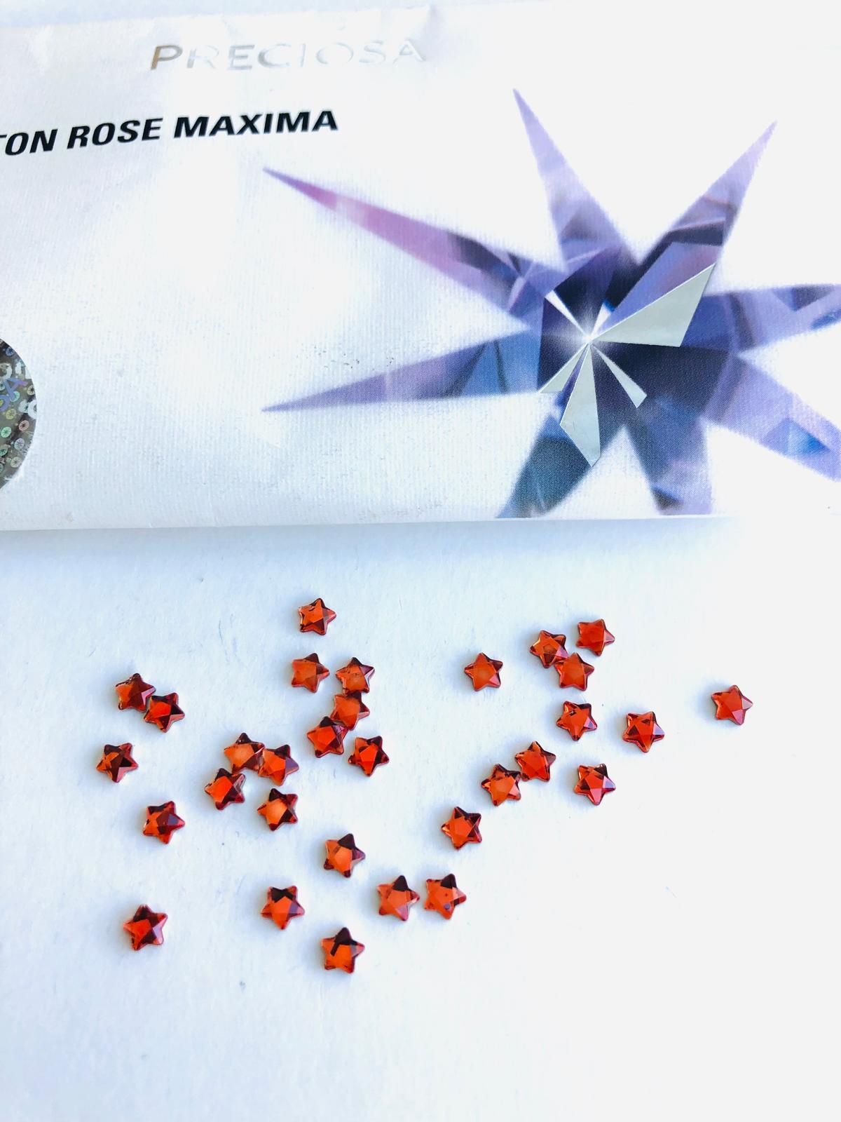 10pcs Tooth Gems Preciosa®  Orange MINI STAR Star 4mm Lead-Free Gems Non hotfix foiled Austrian Rhinestones Flatbacks