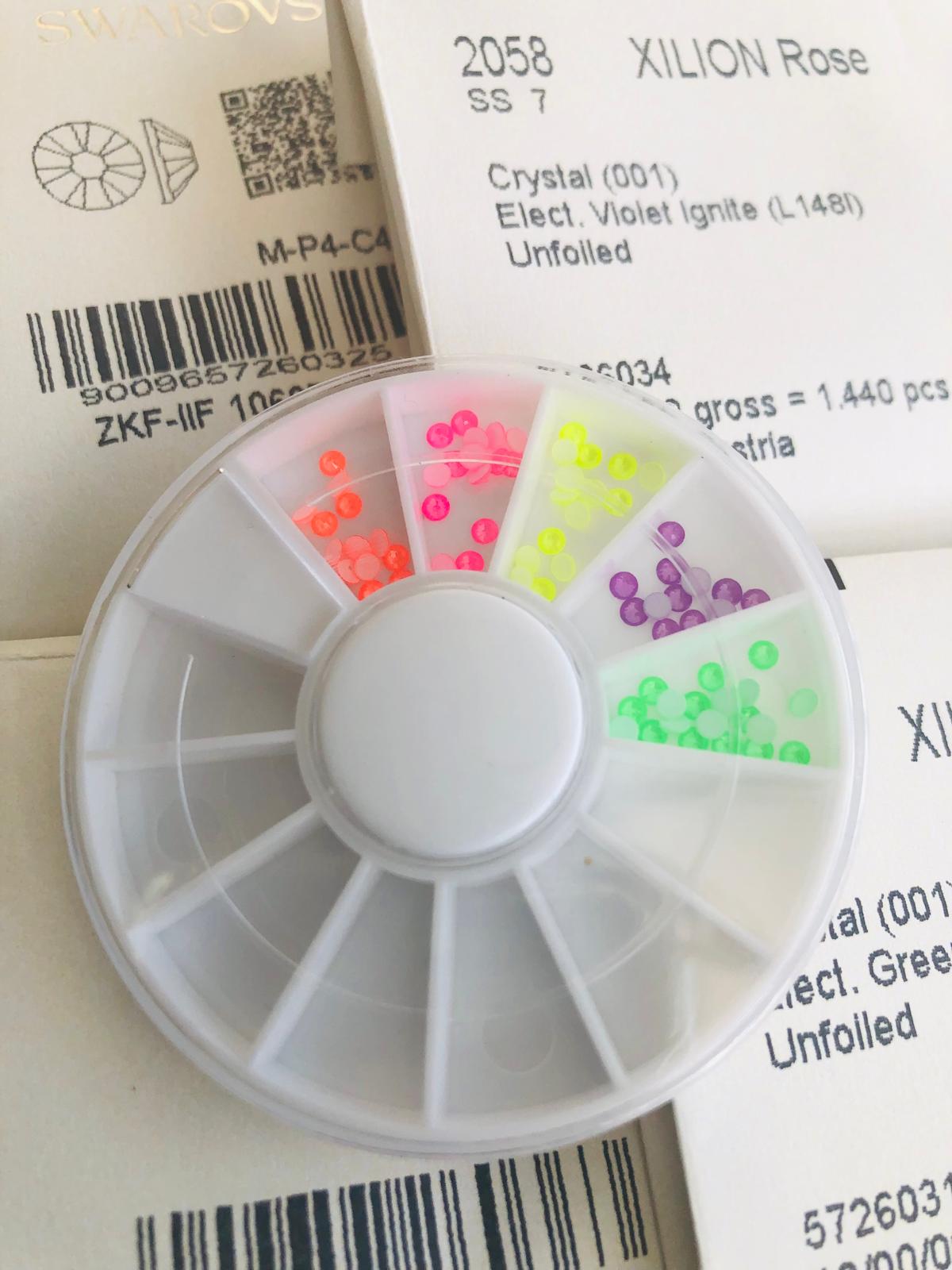 100pcs Swarovski® Mix Colour Electric Ignite Neon non hotfix ss7 (2.2mm) Rhinestones Flatbacks 2058