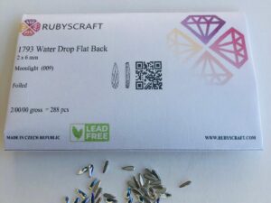 10pcs Rubyscraft® Tooth Gem Czech® Moonlight 2x6mm Water Drop Non Hotfix Lead free Design foiled rhinestone flatback ref: 1793