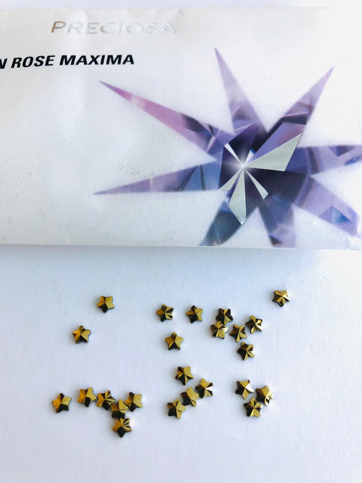 10pcs Tooth Gems Preciosa® Aurum Gold MINI STAR Star 4mm Lead-Free Gems Non hotfix foiled Austrian Rhinestones Flatbacks