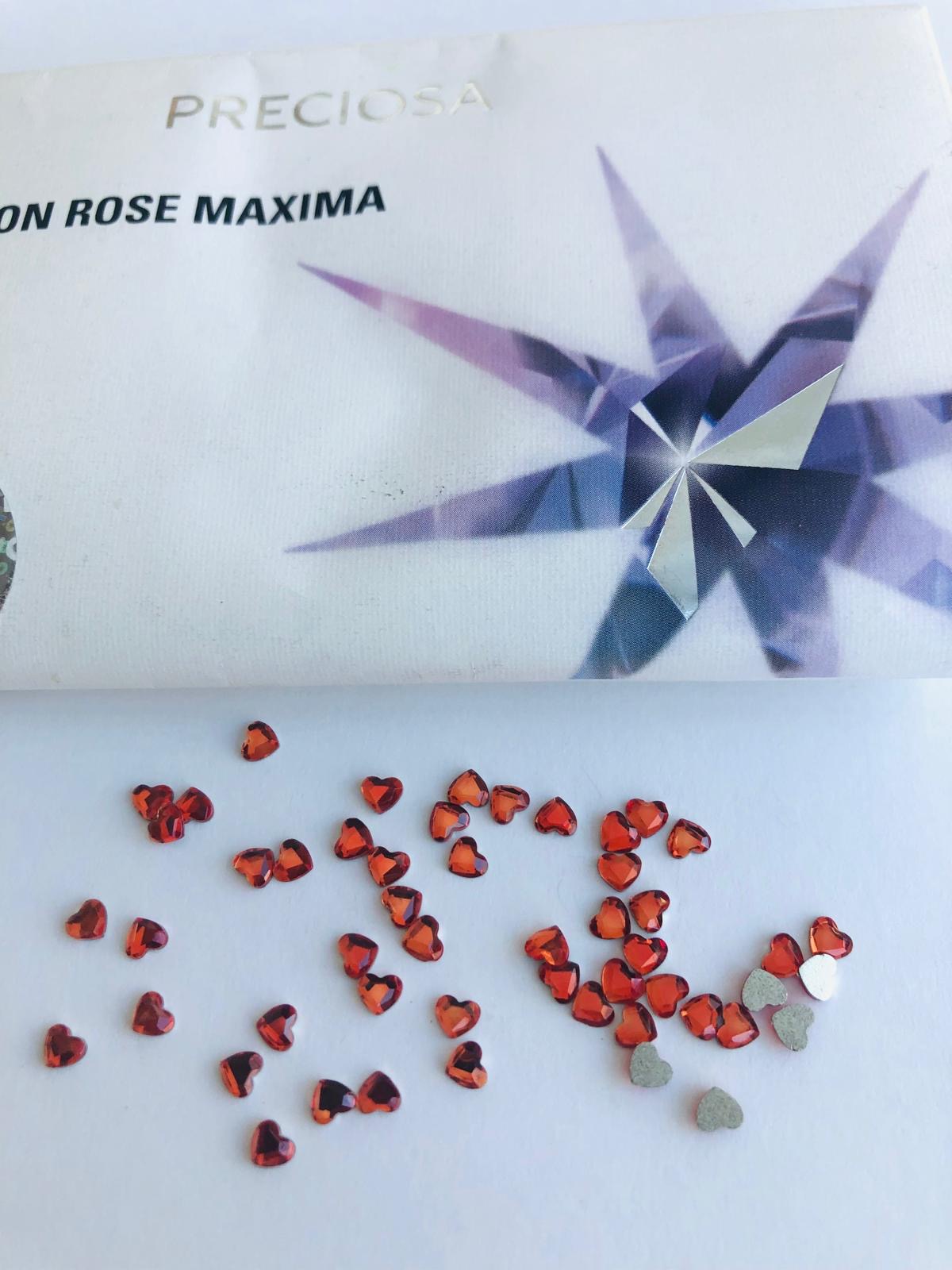 10pcs Tooth Gems Preciosa® Orange Heart  3mm Lead-Free Crystal Gems Non hotfix foiled Austrian Rhinestones Flatbacks