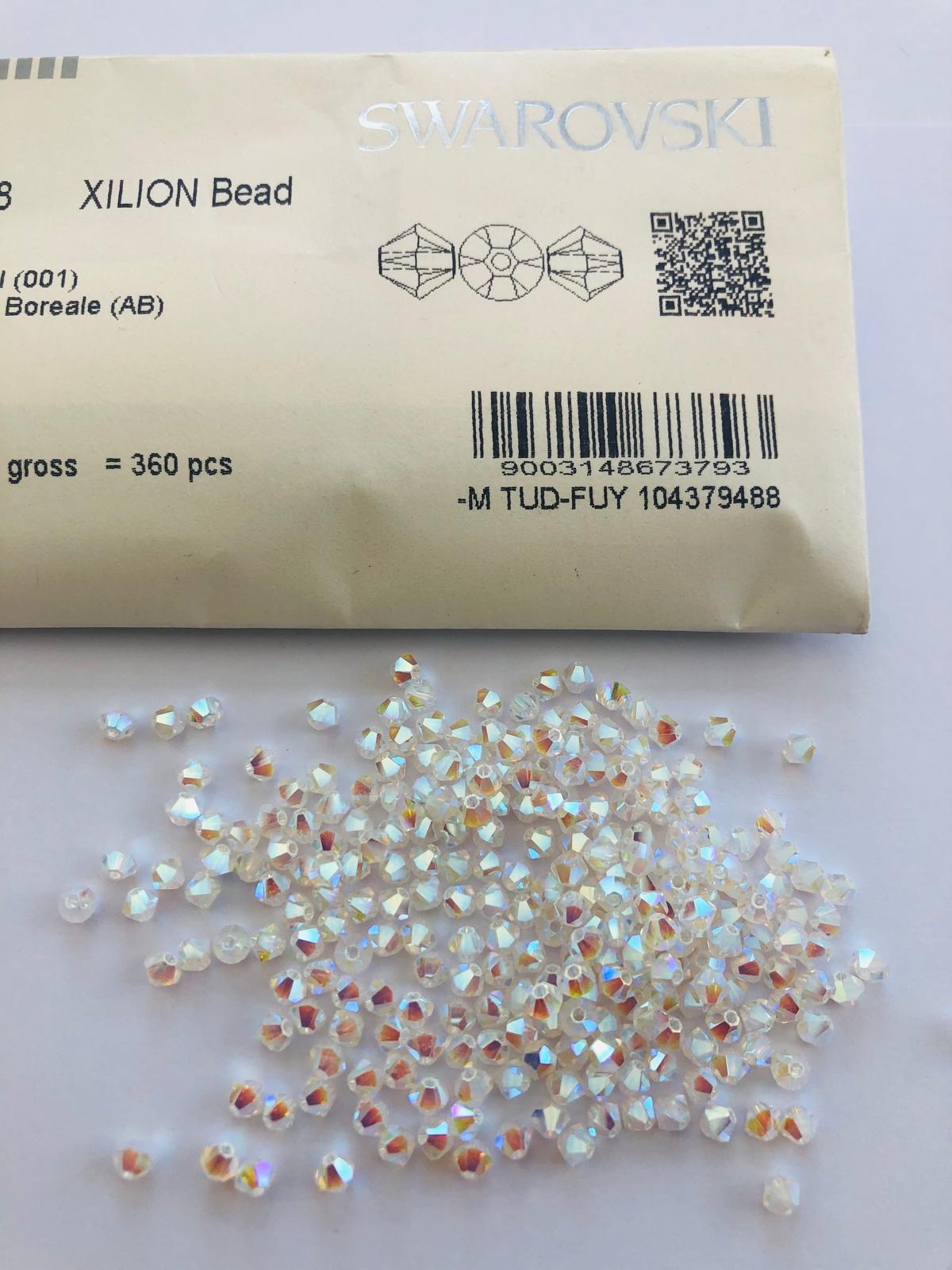100pcs Swarovski® 4mm 2XAB Crystal Bicone Beads 5328
