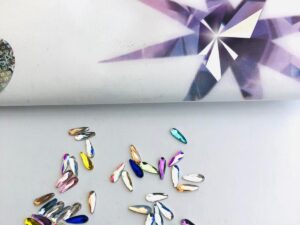 10pcs Tooth Gems Preciosa® Mix Drops 2x6mm Lead-Free Crystal Gems Non hotfix foiled Austrian Rhinestones Flatbacks