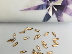 10pcs Tooth Gems Preciosa® Golden shadow Drops 2x6mm Lead-Free Crystal Gems Non hotfix foiled Austrian Rhinestones Flatbacks