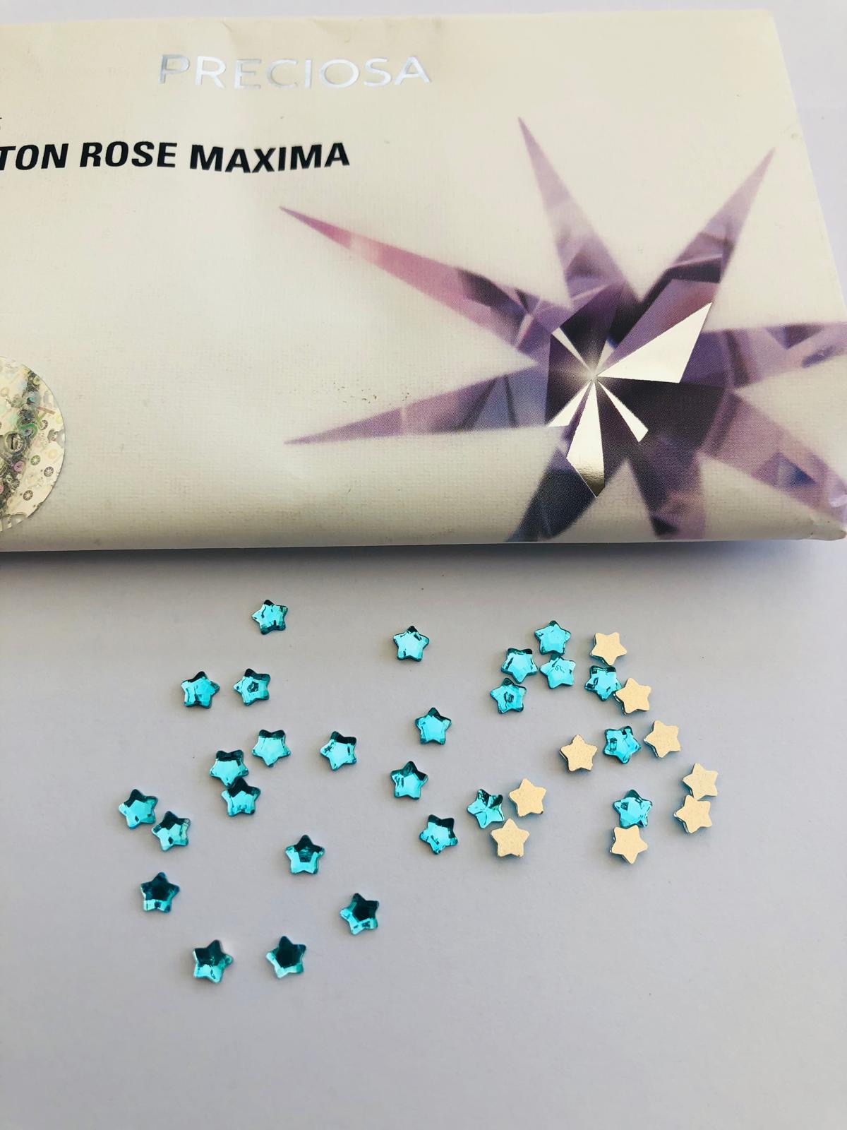 10pcs Tooth Gems Preciosa® Aquamarine  MINI STAR Star 4mm Lead-Free Gems Non hotfix foiled Austrian Rhinestones Flatbacks