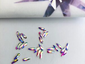 10pcs Tooth Gems Preciosa® AB Crystal Drops 2x6mm Lead-Free Crystal Gems Non hotfix foiled Austrian Rhinestones Flatbacks