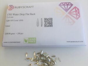 10pcs Rubyscraft® Tooth Gem Czech® Light AB Crystal 2x6mm Water Drop Non Hotfix Lead free Design foiled rhinestone flatback ref: 1793