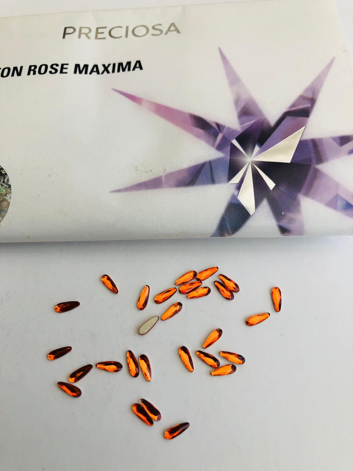 10pcs Tooth Gems Preciosa® Orange Drops 2x6mm Lead-Free Crystal Gems Non hotfix foiled Austrian Rhinestones Flatbacks