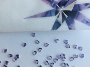 10pcs Tooth Gems Preciosa® Violet Crystal Heart  3mm Lead-Free Crystal Gems Non hotfix foiled Austrian Rhinestones Flatbacks