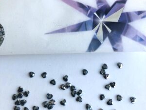 10pcs Tooth Gems Preciosa® Jet Hermatite Crystal Heart  3mm Lead-Free Crystal Gems Non hotfix foiled Austrian Rhinestones Flatbacks
