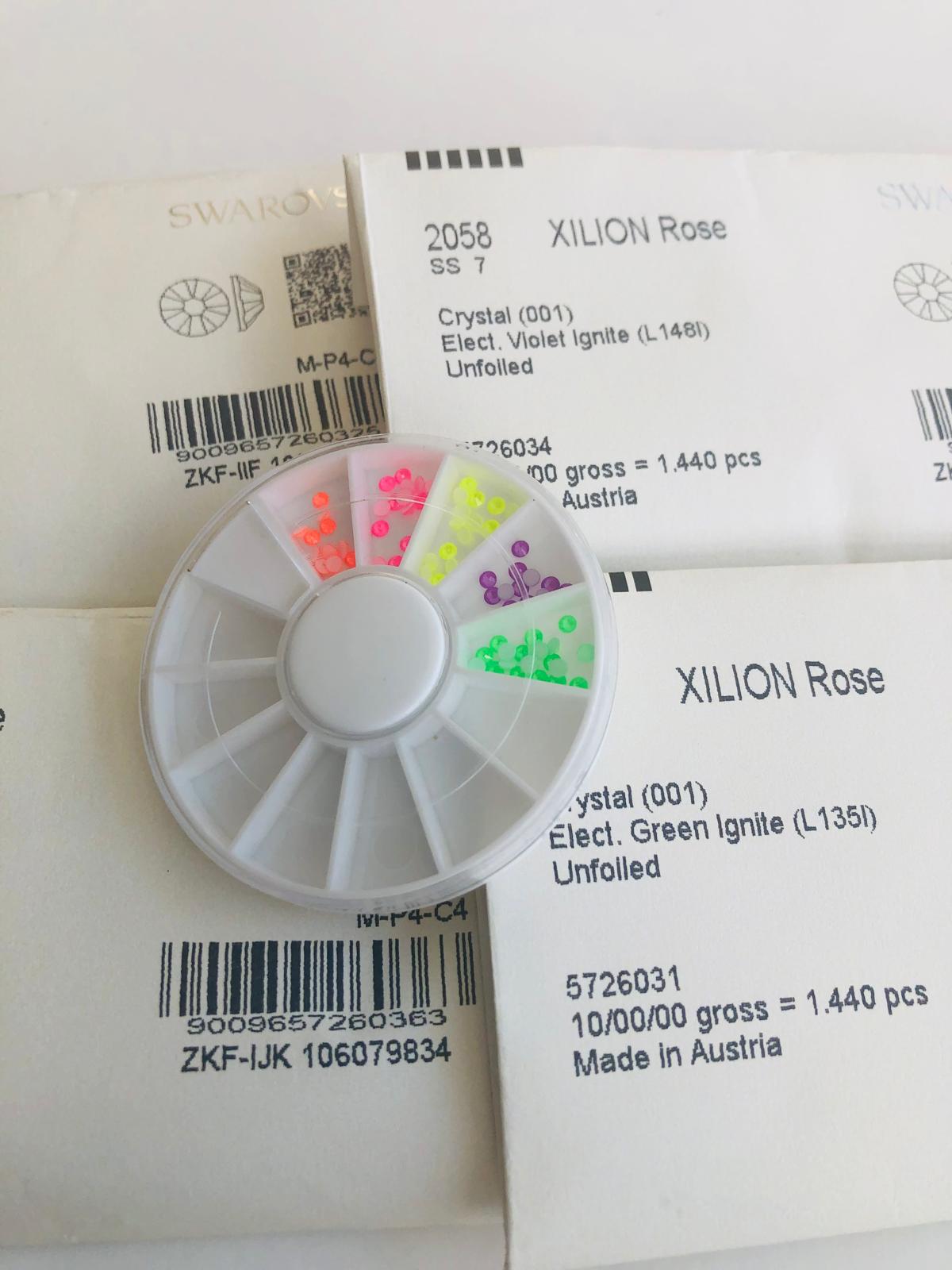 100pcs Swarovski® Mix Colour Electric Ignite Neon non hotfix ss7 (2.2mm) Rhinestones Flatbacks 2058