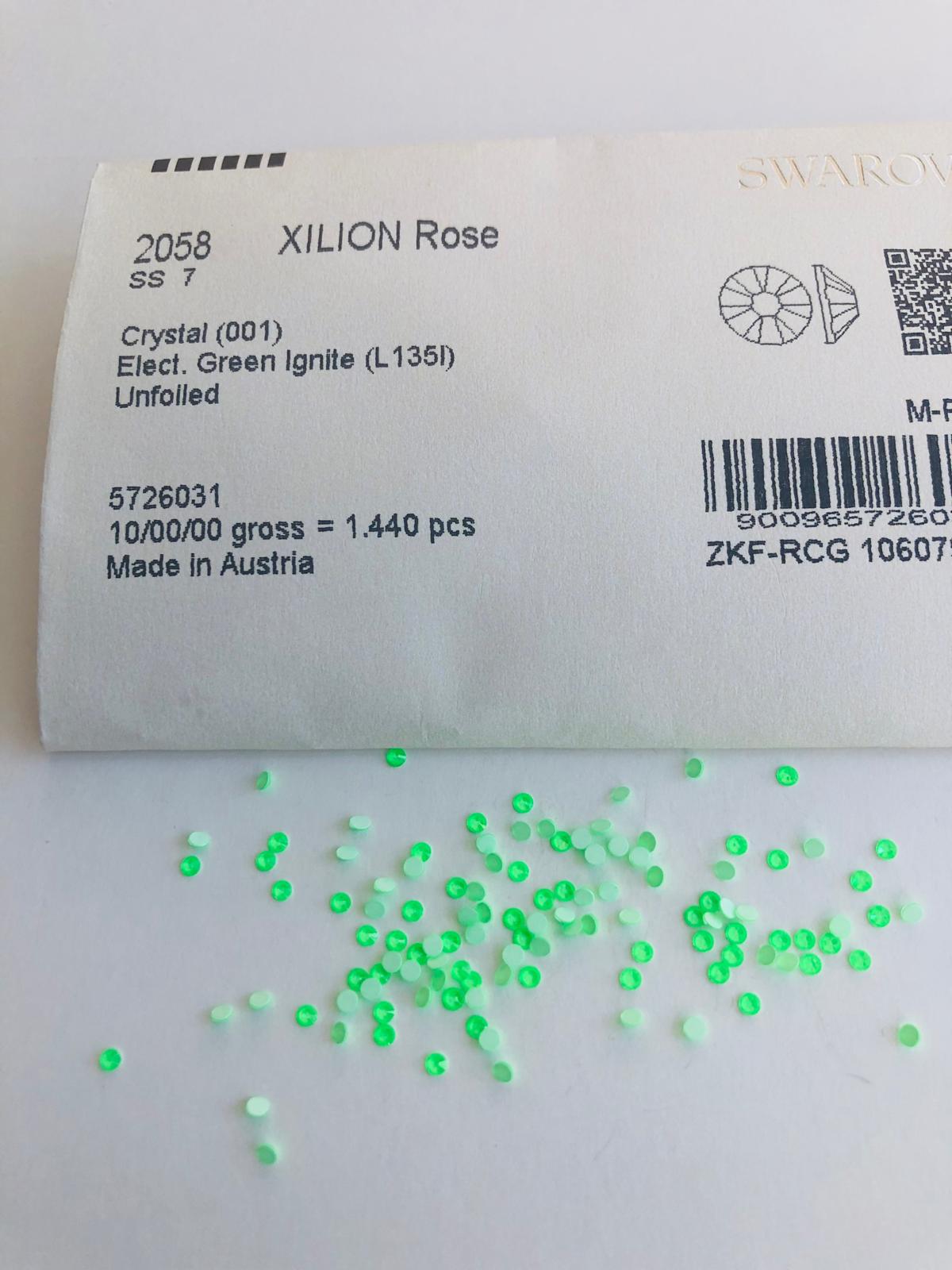 30pcs  Swarovski® Electric Green Ignite Neon non hotfix  ss7 Rhinestones Flatbacks 2058
