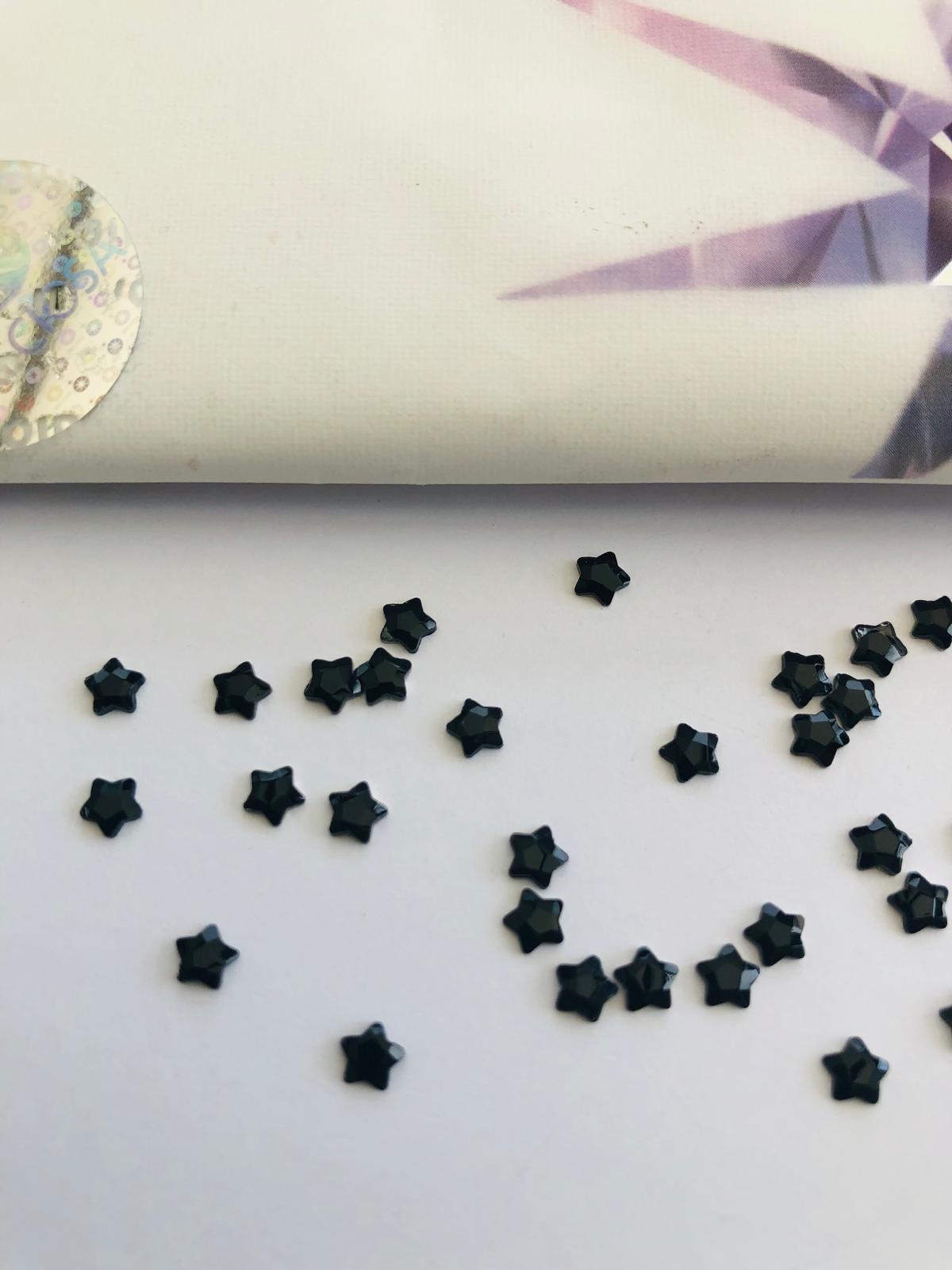 10pcs Tooth Gems Preciosa® Jet Black MINI STAR Star 4mm Lead-Free Gems Non hotfix foiled Austrian Rhinestones Flatbacks