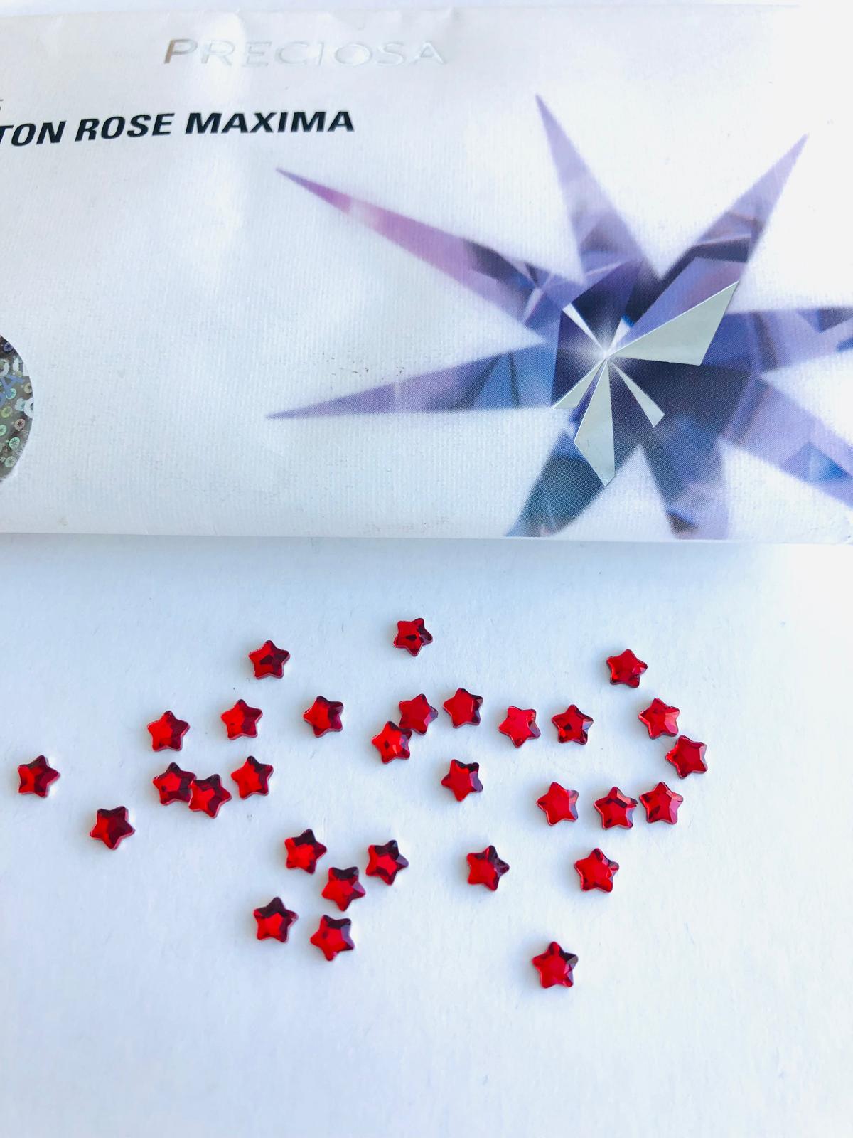 10pcs Tooth Gems Preciosa® Light Siam MINI STAR Star 4mm Lead-Free Gems Non hotfix foiled Austrian Rhinestones Flatbacks