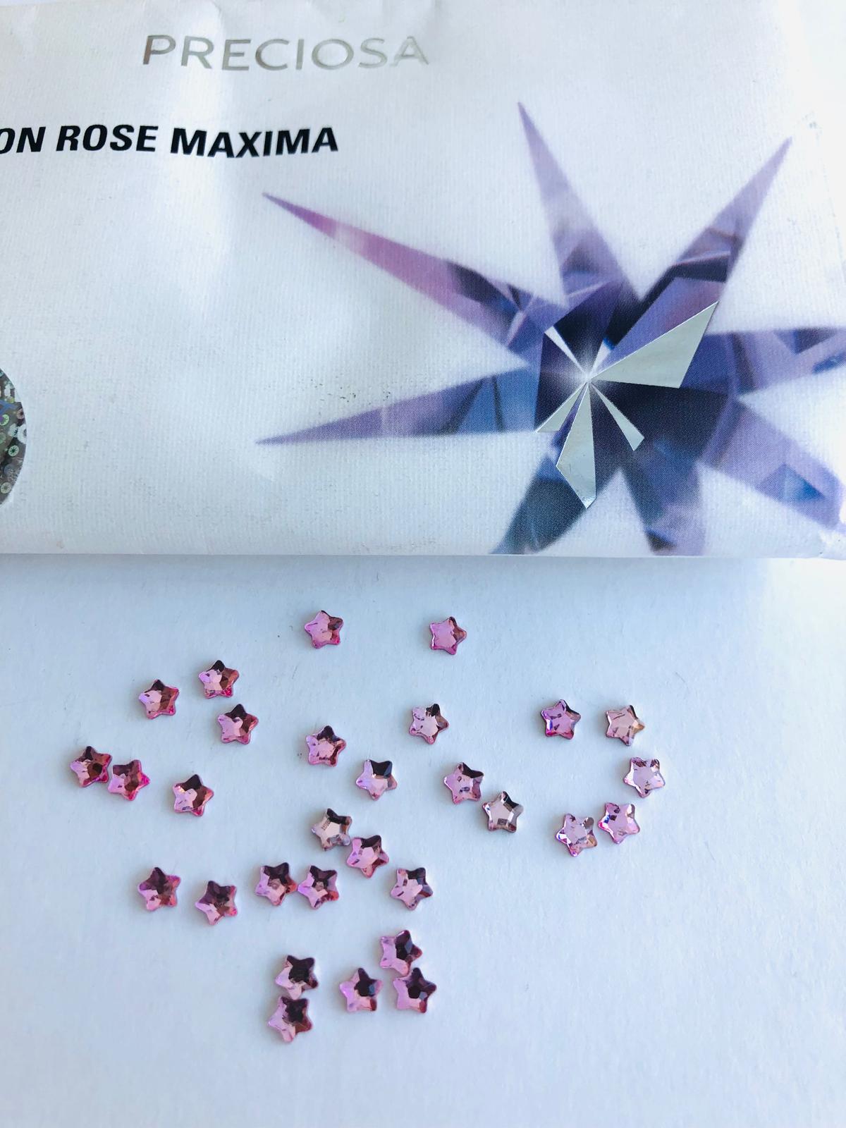 10pcs Tooth Gems Preciosa® Light Rose MINI STAR Star 4mm Lead-Free Gems Non hotfix foiled Austrian Rhinestones Flatbacks