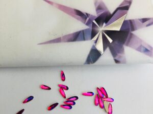 10pcs Tooth Gems Preciosa® AB Siam Drops 2x6mm Lead-Free Crystal Gems Non hotfix foiled Austrian Rhinestones Flatbacks