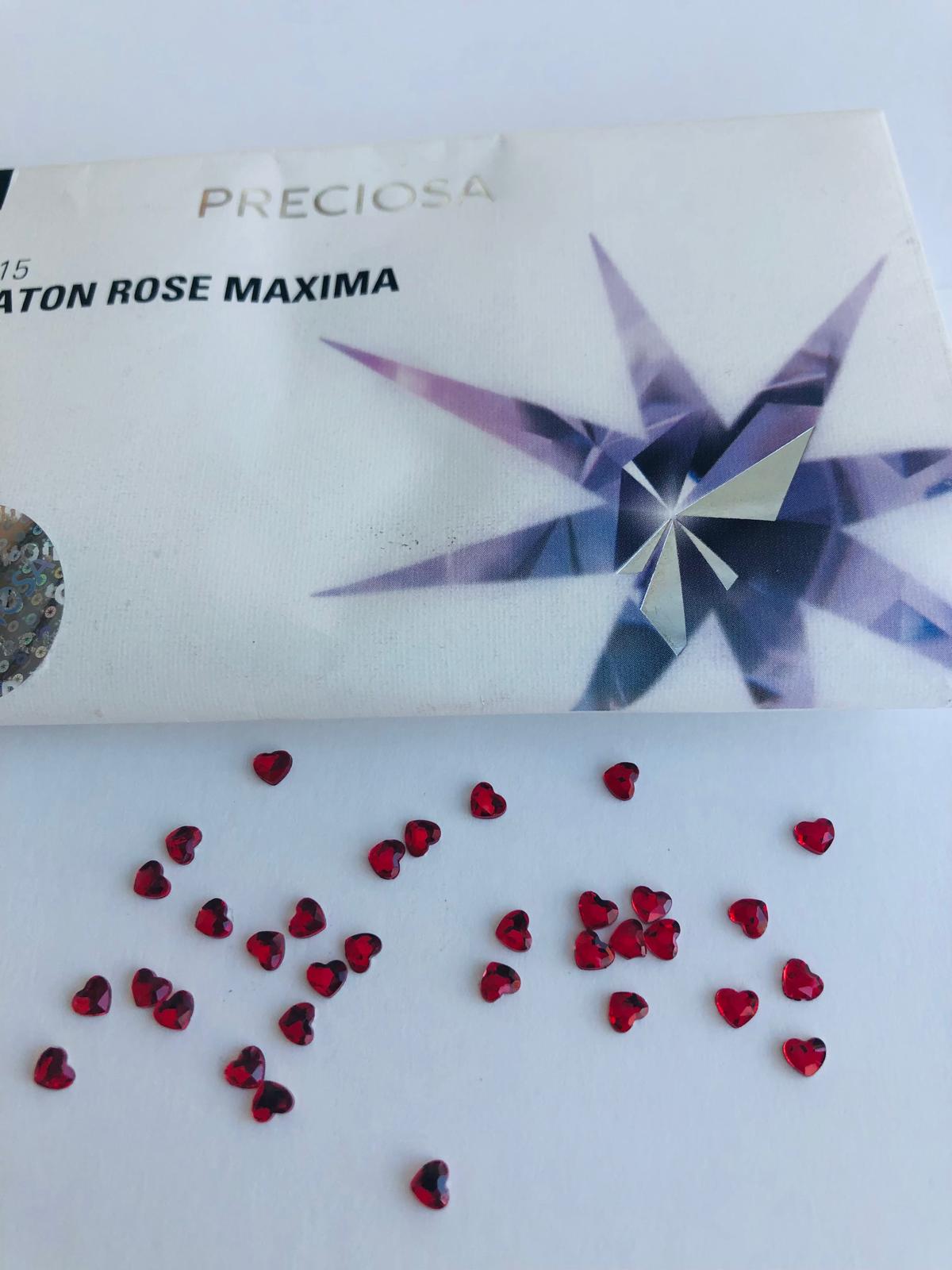 10pcs Tooth Gems Preciosa® Light Siam Heart  3mm Lead-Free Crystal Gems Non hotfix foiled Austrian Rhinestones Flatbacks