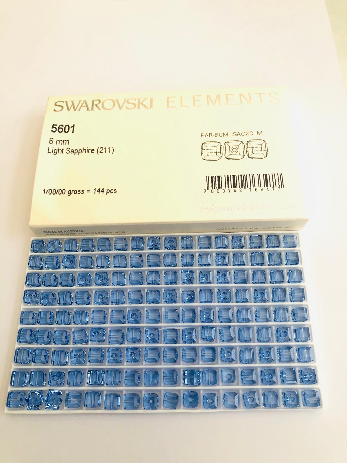 10pcs Swarovski® 6mm Light Sapphire Cubic Beads ref: 5601