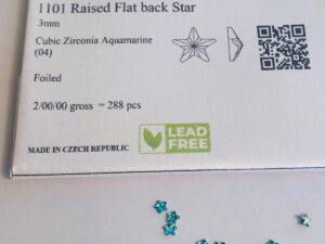 10pcs  Rubyscraft® Cubic Zirconia® 3mm Raised Flatback Star Aquamarine  ref 1101