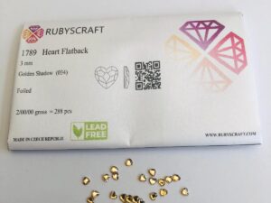 Alternative view of 10pcs Tooth Gems Rubyscraft® 3mm Golden shadow Czech Heart Lead-Free Crystal Gems Non hotfix foiled Rhinestones Flatbacks