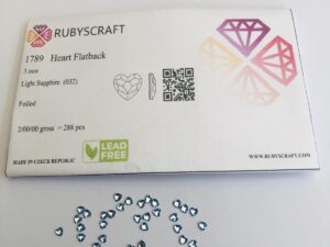 10pcs Tooth Gems Rubyscraft® 3mm Light Sapphire Czech Heart Lead-Free Crystal Gems Non hotfix foiled Rhinestones Flatbacks
