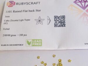 10pcs  Rubyscraft® Cubic Zirconia® 3mm Raised Flatback Star Light Topaz  ref 1101