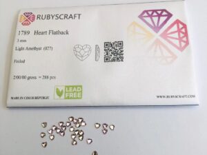 Alternative view of 10pcs Tooth Gems Rubyscraft® 3mm Light Amethyst Czech Heart Lead-Free Crystal Gems Non hotfix foiled Rhinestones Flatbacks